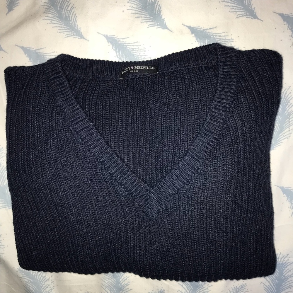 Brandy Melville blue knit v-neck